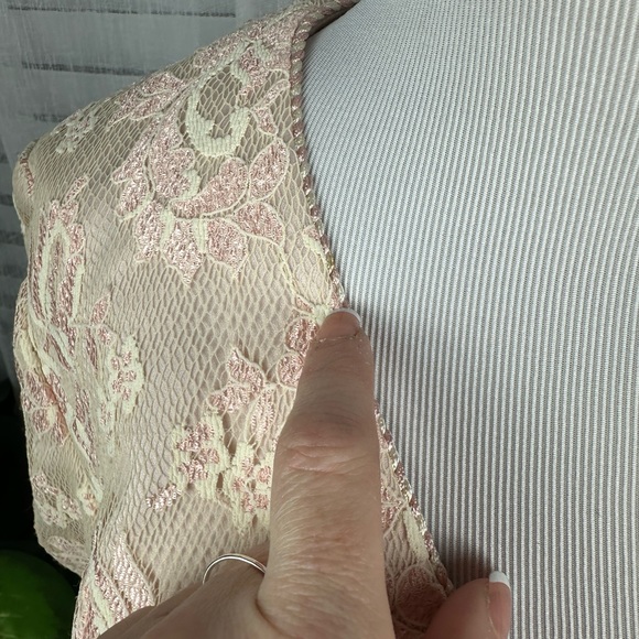 Designer Victor Costa Nahdree Princess Pink Gold Lacework Blazer Jacket Size 6 - Picture 7 of 11